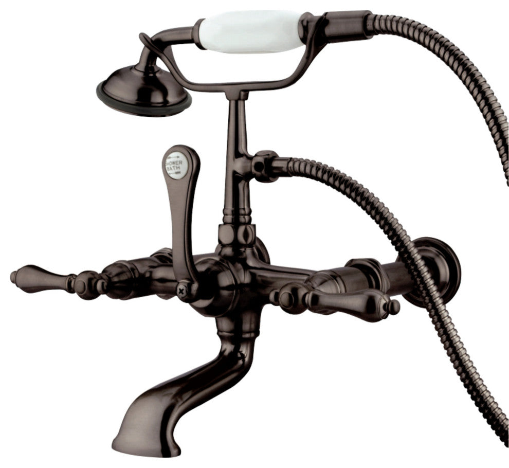 Kingston Brass 7" Wall Mount Tub Faucet With Hand Shower, Oil Rubbed Bronze