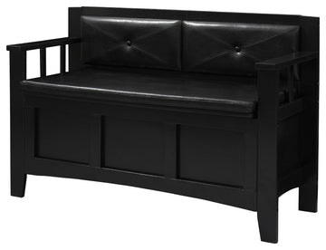Carlton Padded Bench, 44.5W X 17D X 30H, Black