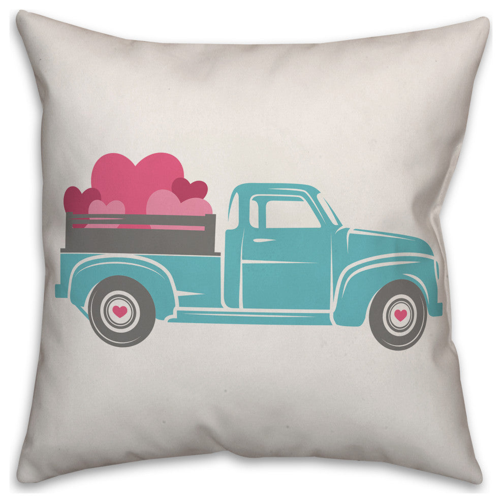 Blue Love Truck 18x18 Spun Poly Pillow