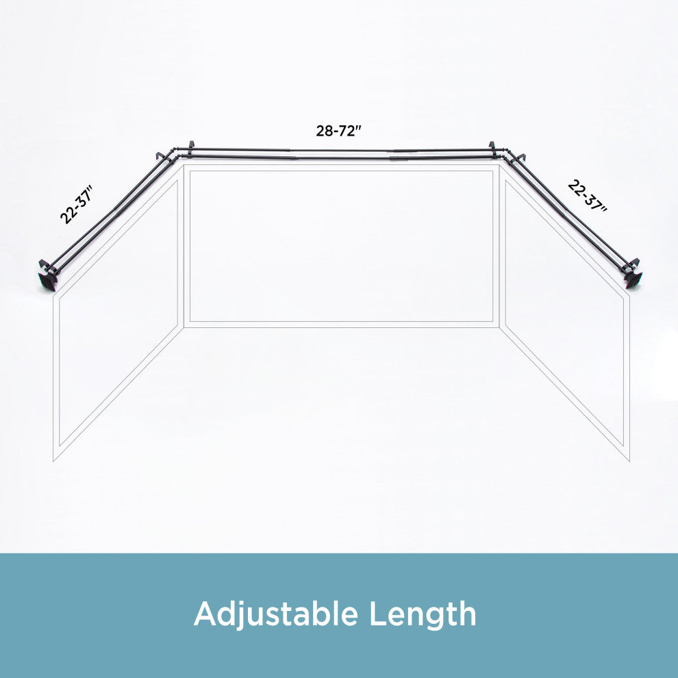 KenneyÂ® Mission 3/4" Decorative Bay Window Double Curtain Rod, Black