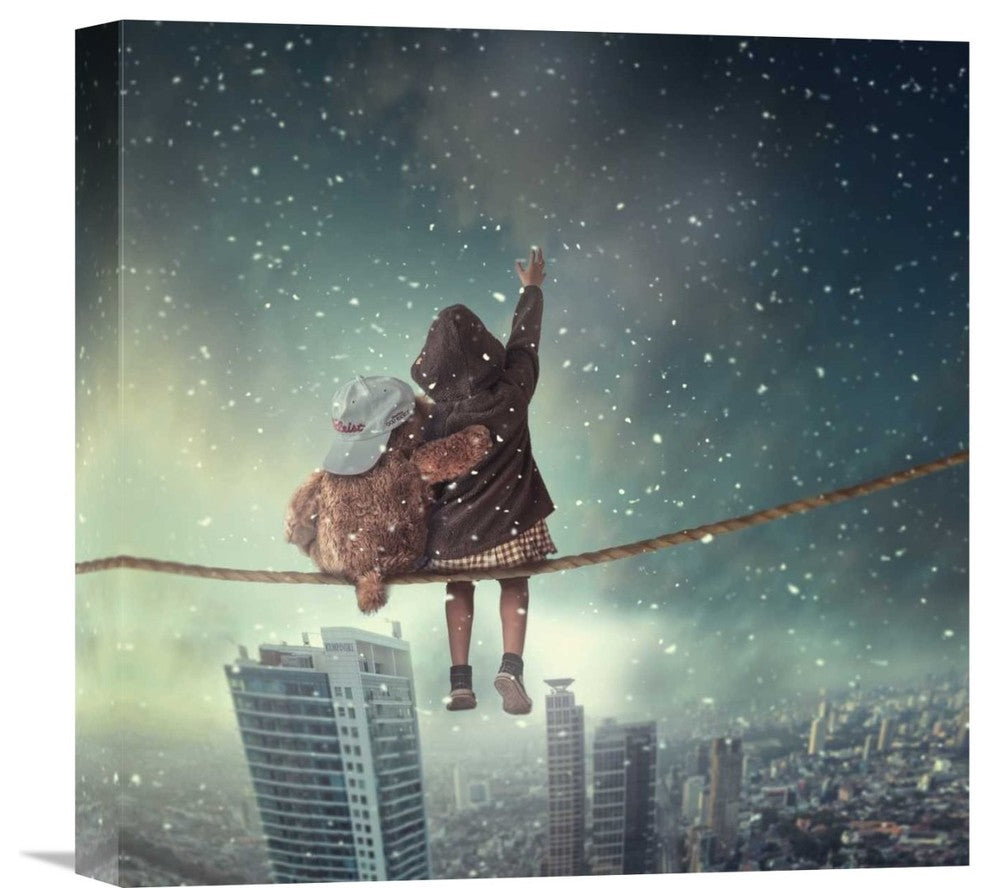 "Let It Snow" Stretched Canvas Giclee by Hardibudi, 16"x16"