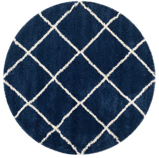 Safavieh Hudson Shag Sgh281C Shag Rug, Navy/Ivory, 5'0"x5'0" Square