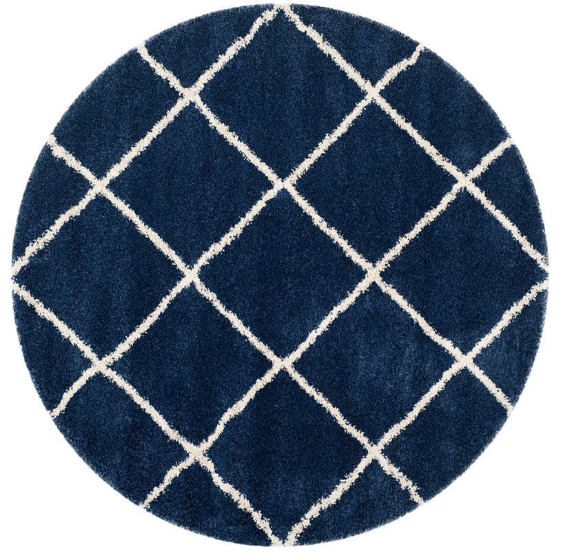 Safavieh Hudson Shag Sgh281C Shag Rug, Navy/Ivory, 5'0"x5'0" Square