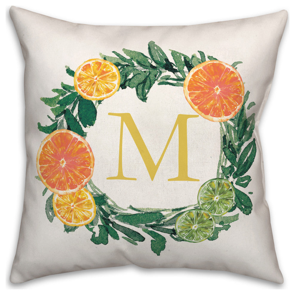 M Monogram Citrus 18x18 Indoor / Outdoor Pillow
