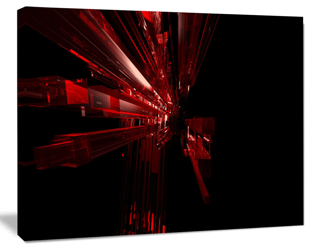 3D Red Crystal Background, Abstract Canvas Art Print, 40"x30"