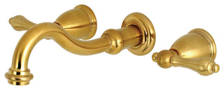 Kingston Brass 2-Handle Wall Mount Bathroom Faucet, Brushed Brass