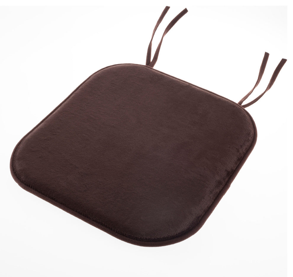Plush Memory Foam Chair Cushion 16"x16.25" Brown by Lavish Home