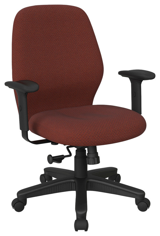 Mid Back Synchro Tilt Chair, Adjustable Arms, Interlink Garnet
