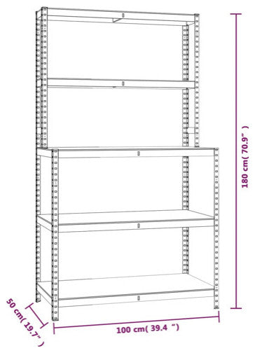 vidaXL Work Table Storage Rack with Shelves Silver Steel and Engineered Wood