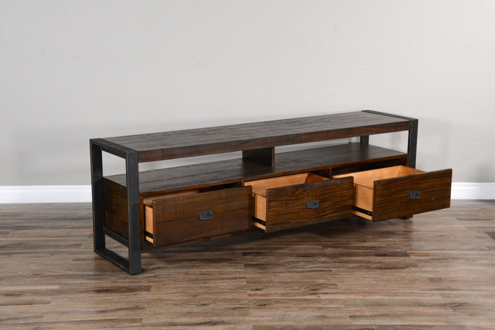 78" TV Stand Media Console Modern Rustic Industrial Cabinet