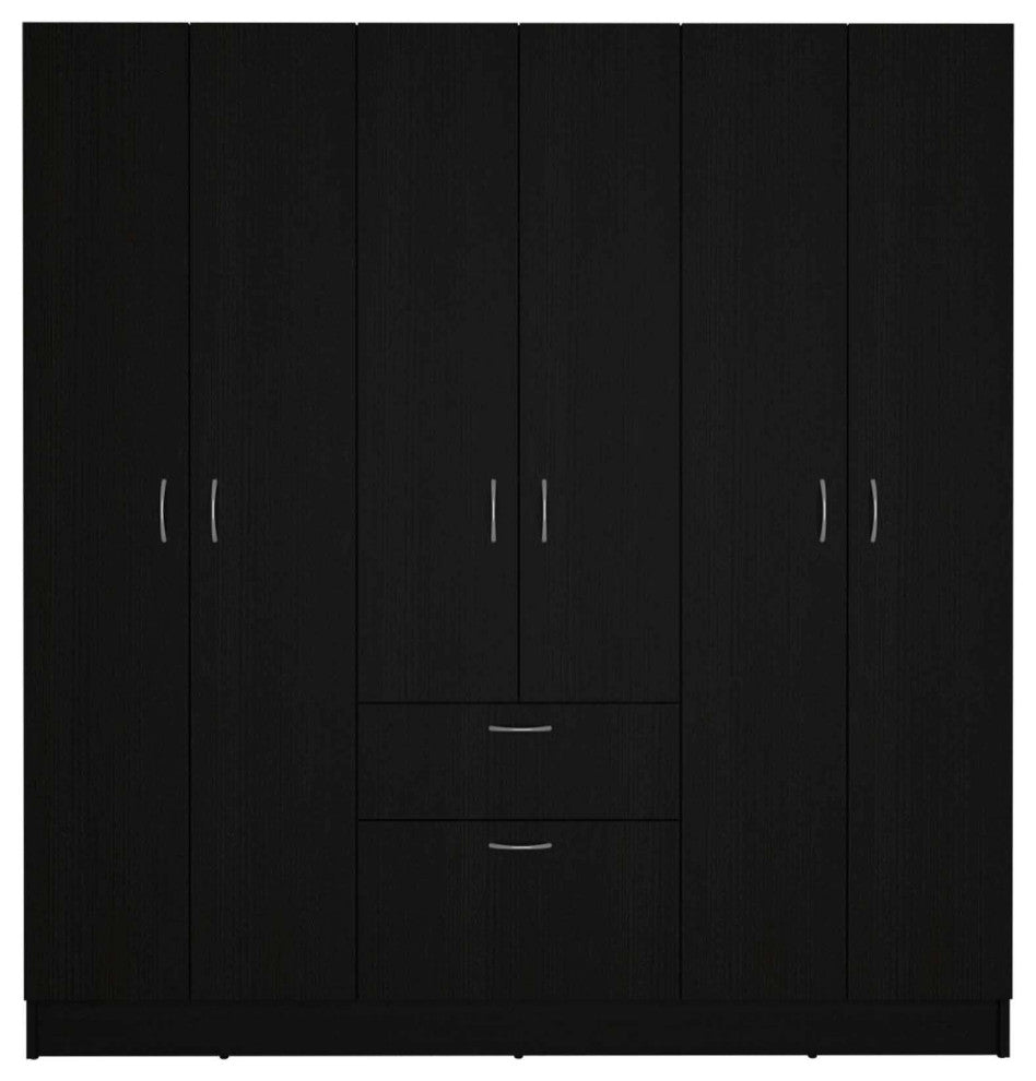FM FURNITURE Guajira 6-Door Wall Armoire - Black