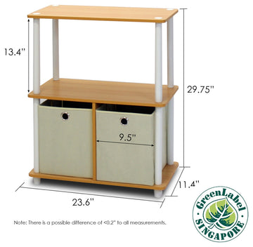 Go Green 3-Tier 2-Bins Multipurpose Storage Shelf, Set of Two