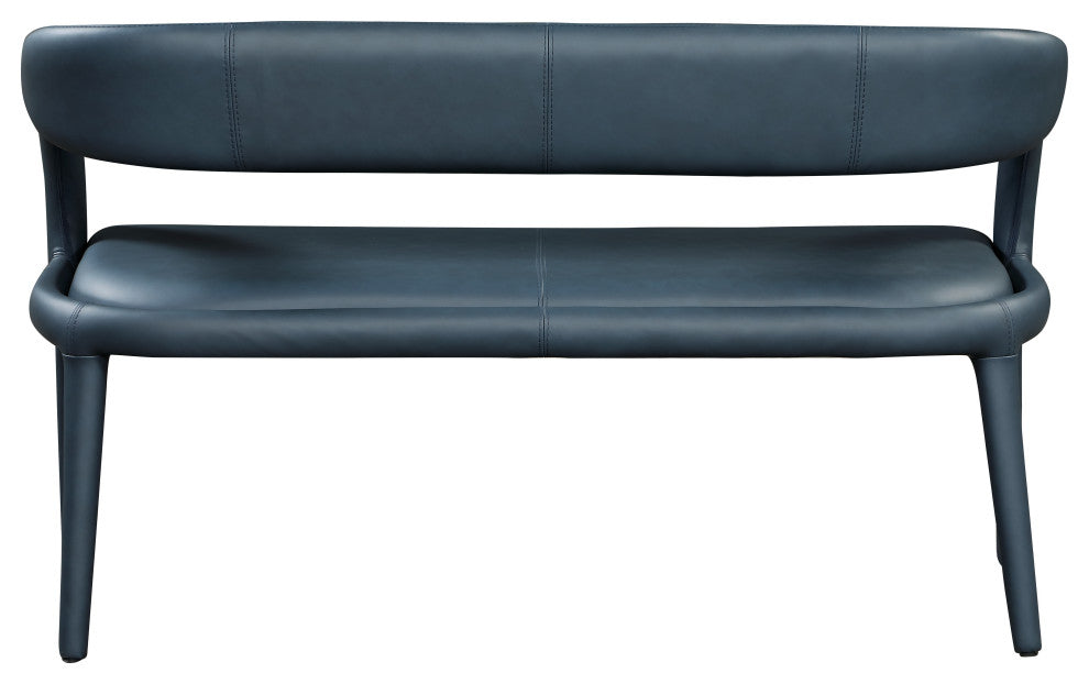 Sylvester Faux Leather Bench, Navy