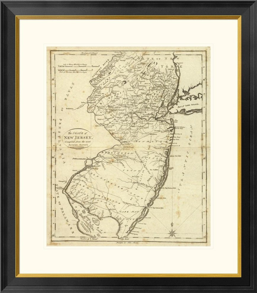 "State of New Jersey, 1796" Framed Digital Print by John Reid, 28x32"