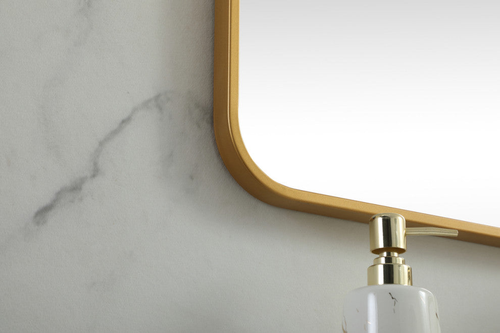 Ellis Soft Corner Metal Square Mirror 30x30 Inch, Brass