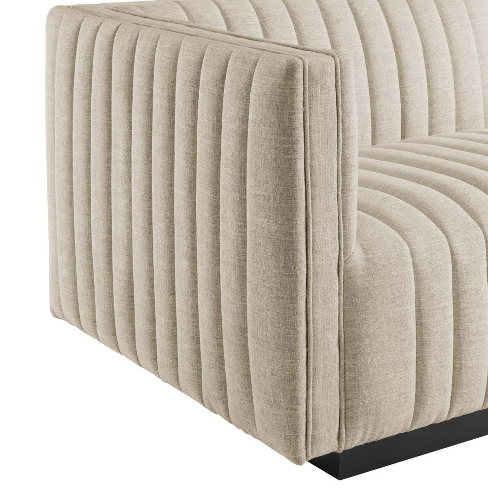 Conjure Channel Tufted Upholstered 4-Piece Sofa, Black Beige
