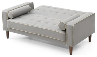 Glory Furniture Andrews Faux Leather Upholstered Sleeper Loveseat in Gray