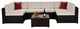117" Wide Outdoor Wicker U-Shaped Patio Sectional With Cushions, Beige