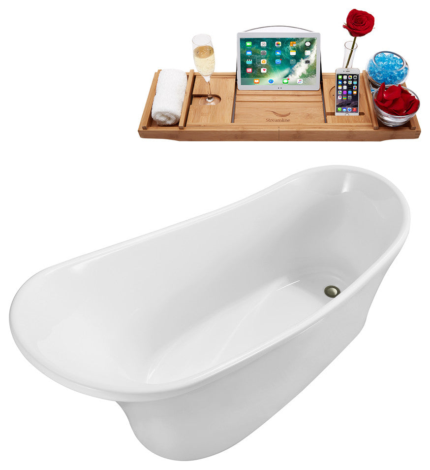 59" Streamline N820-IN-BNK Soaking Freestanding Tub and Tray With Internal Drain