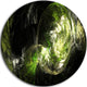 Billowing Smoke Green, Abstract Digital Art Round Wall Art, 23"