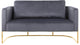 Casa Velvet Upholstered Loveseat, Grey, Gold Finish