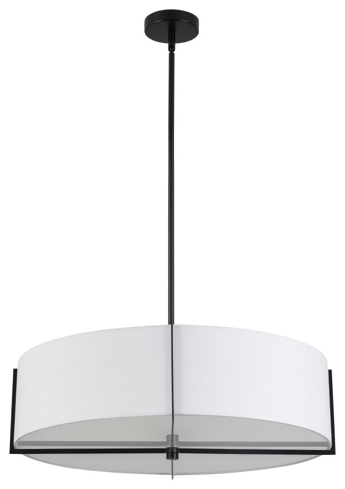 White Contemporary Pendant With Matte Black Metal