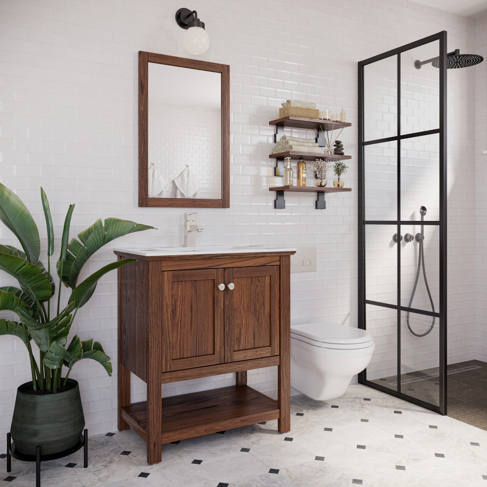 Fresca Manchester 30" Vanity, Warm Walnut