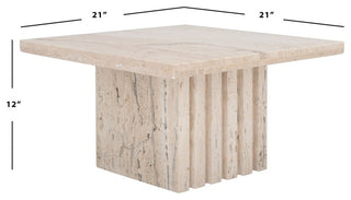 Safavieh Couture Olivia Square Travertine Accent Table Off White