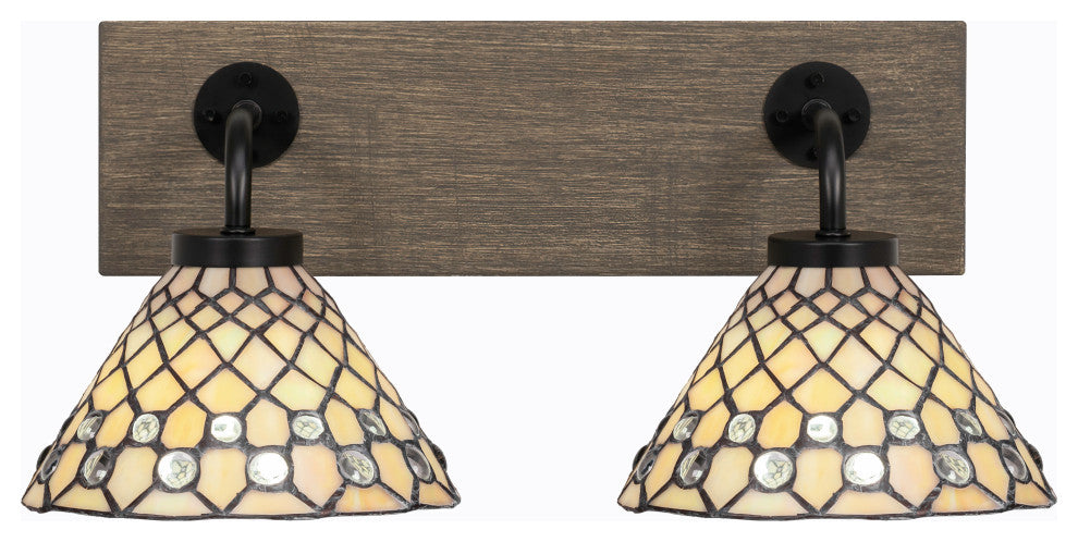 Oxbridge, Bath Bar, Matte Black & Painted Distressed Metal, 7" Starlight Glass