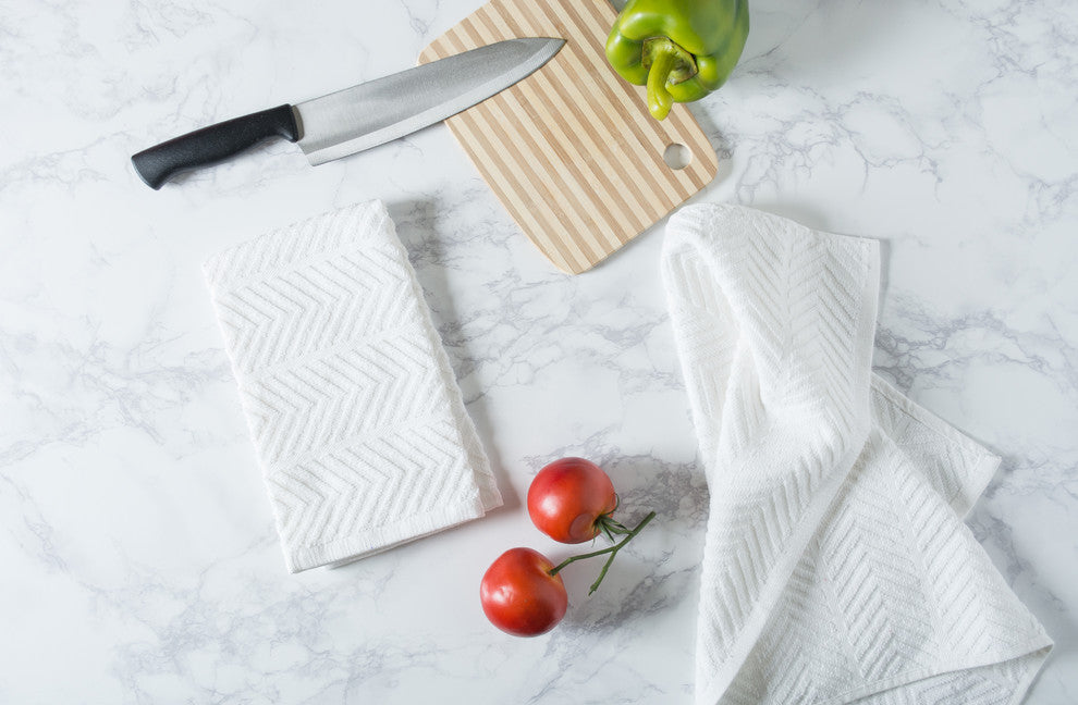 DII White Chevron Luxury Barmop, Set of 4