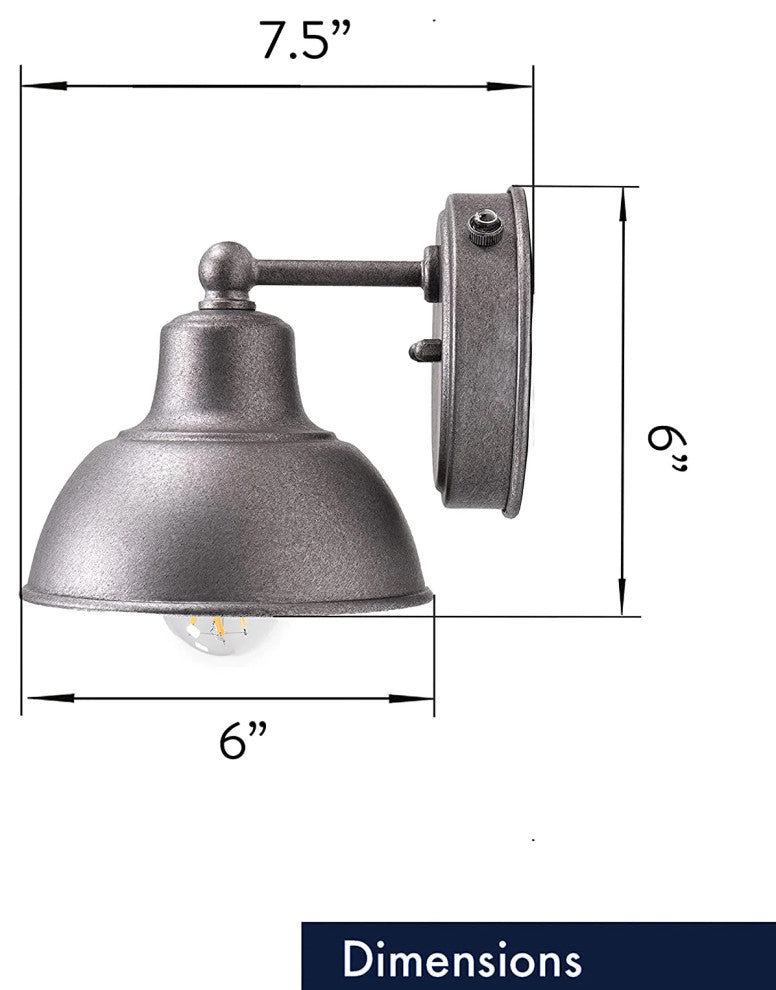 Dusk To Dawn Farmhouse Outdoor Lighting Porch Wall Fixture In Galvanized Finish