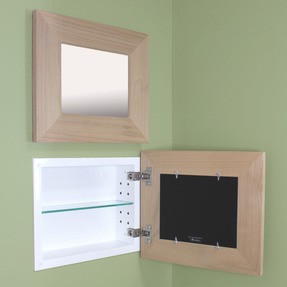 14x11 Landscape Mirrored Medicine Cabinet, Unfinished Flat Frame