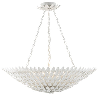 Broche Eight Light Chandelier in Matte White