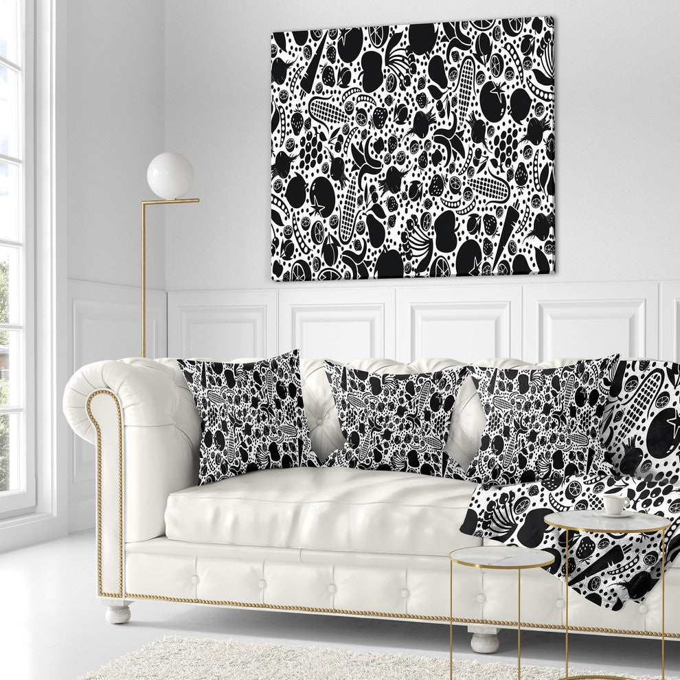 Fruits and Vegetables Pattern Floral Throw Pillow, 18"x18"