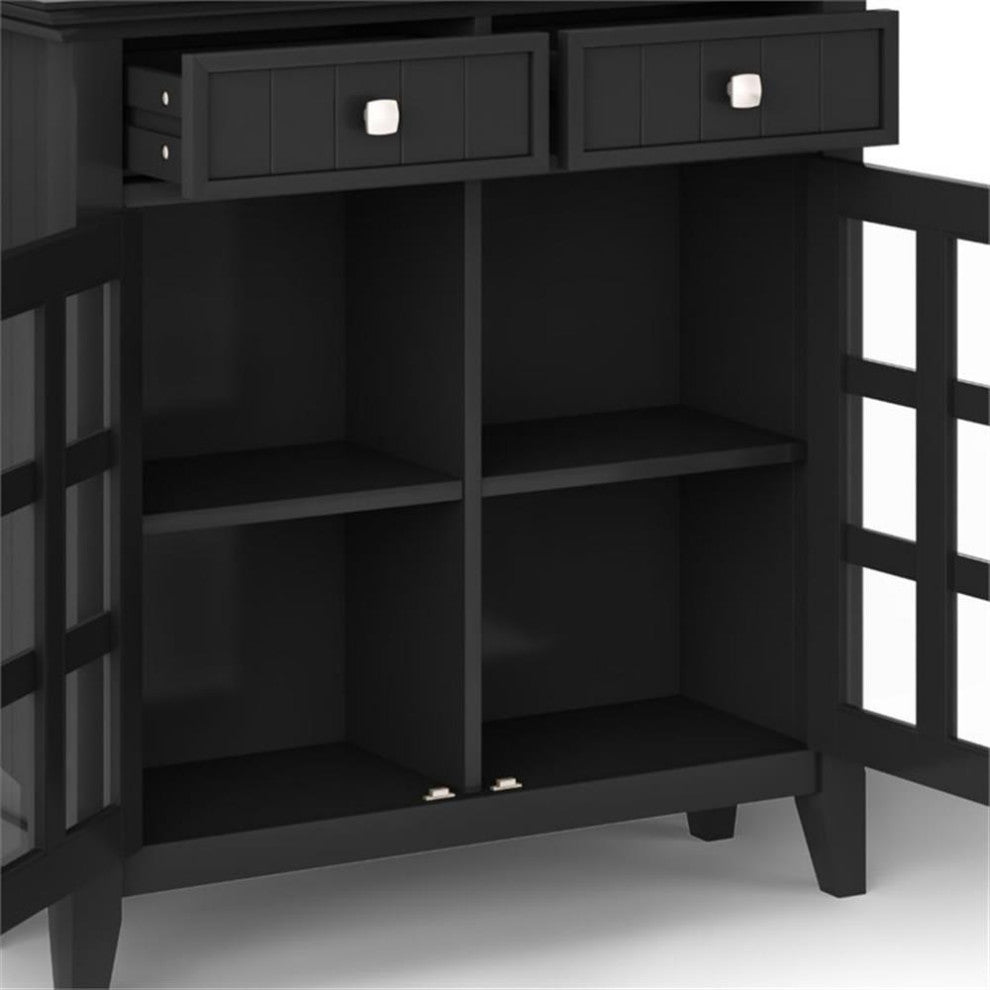 Acadian Solid Wood 36 Inch Wide Entryway Hallway Storage Cabinet In Black