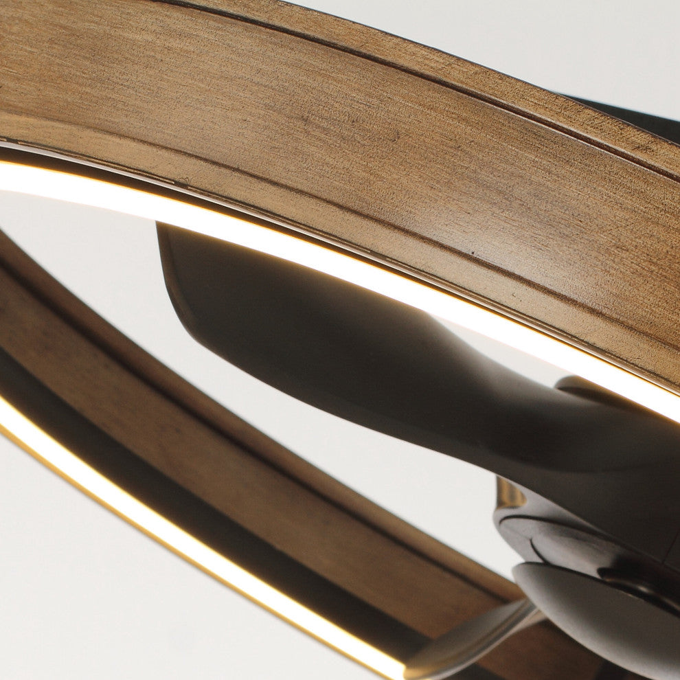 27 in Farmhouse LED Ceiling Fan with Remote, Fandelier with Reversible Motor