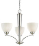 North Bay 3-Light Chandelier, Satin Nickel, Bowl-Shaped, Faux Opal Glass