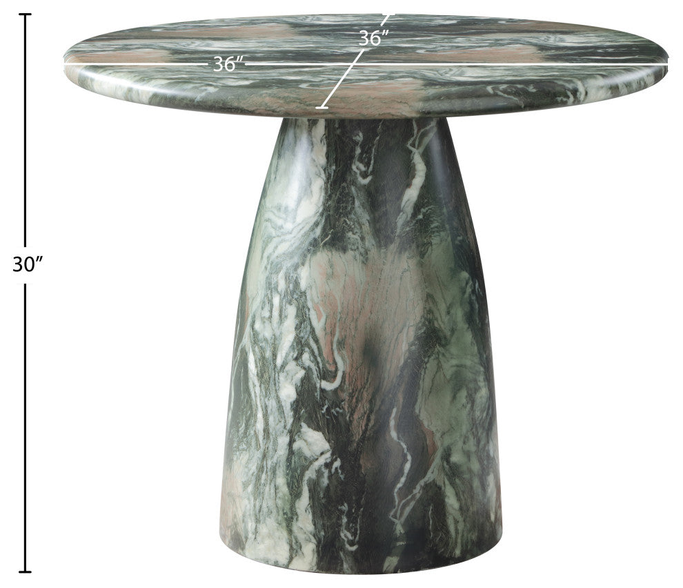 Cosenza Concrete Dining Table, Green, 36" W X 36" D X 30" H, Marble Finish