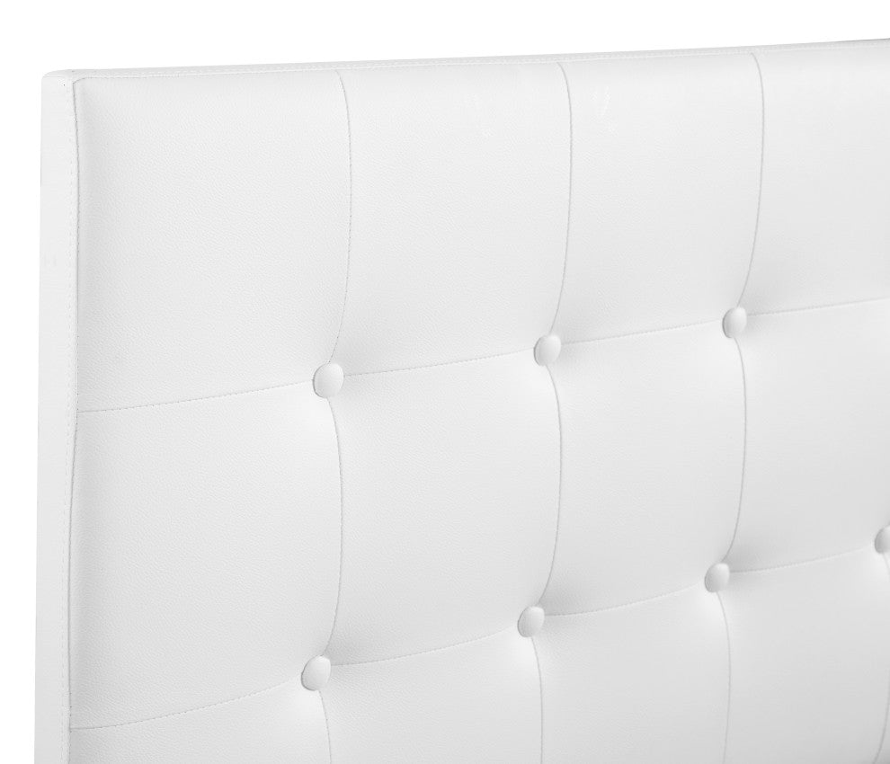 Novo 2 Faux Leather Adjustable Headboard, White, Queen