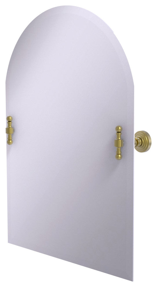 Frameless Arched Top Beveled Edge Tilt Mirror, Satin Brass