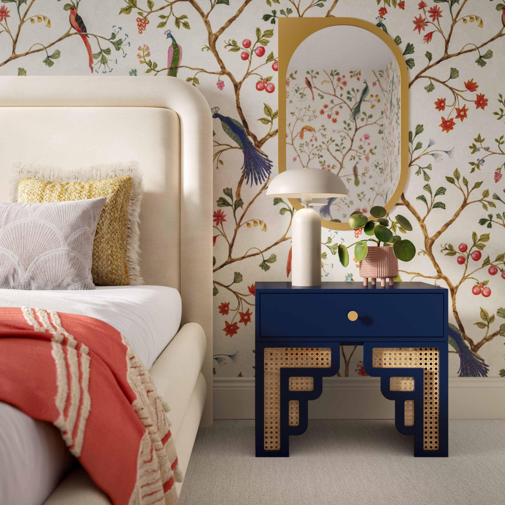 Suzie Navy/Rattan Nightstand