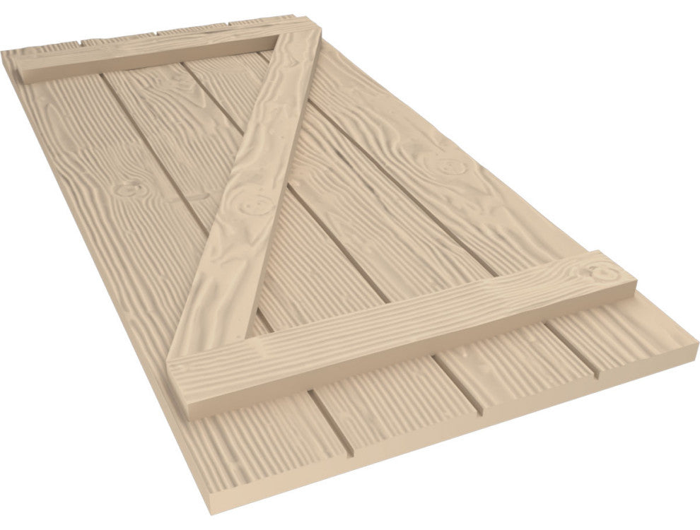Rustic 4 Board Joined B-N-B Faux Wood Shutters, Sandblasted, 22x74"