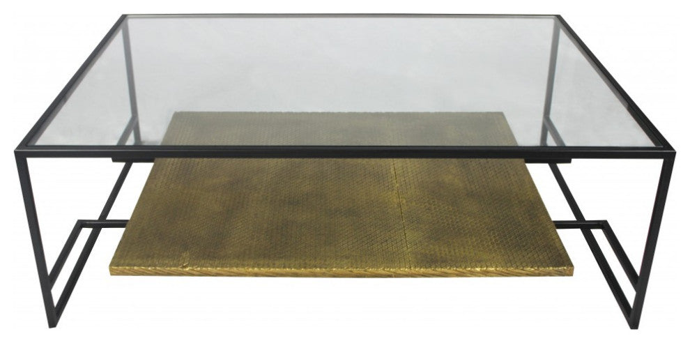 Modern Black and Gold Glass Coffee Table