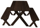Cedar Cross-Leg Table with 2 Benches, Walnut Stain, 5 Foot