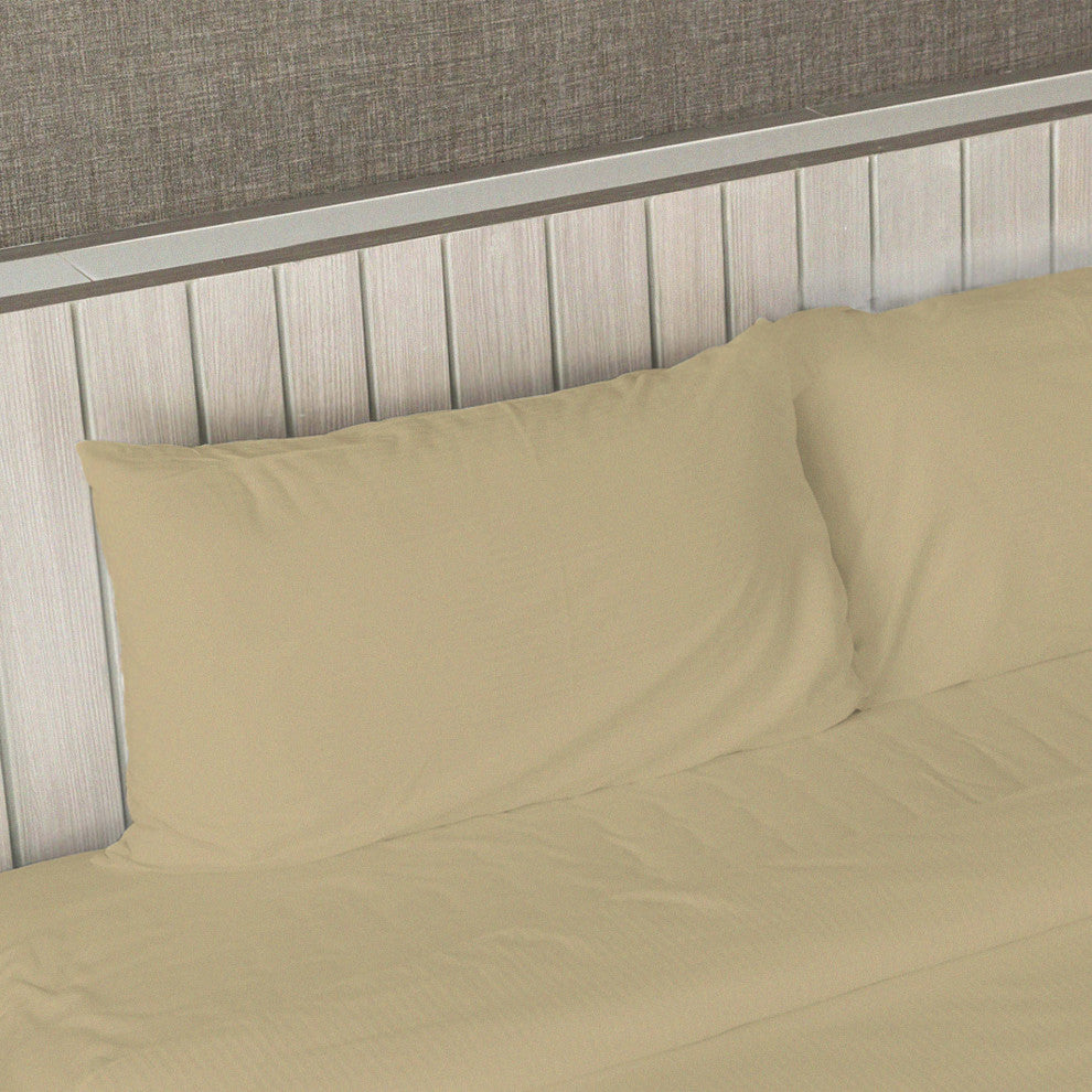 Egyptian Cotton Feel Coolest Soft, 4-Piece Sheet Deep Pockets, Cream, King/Cal K