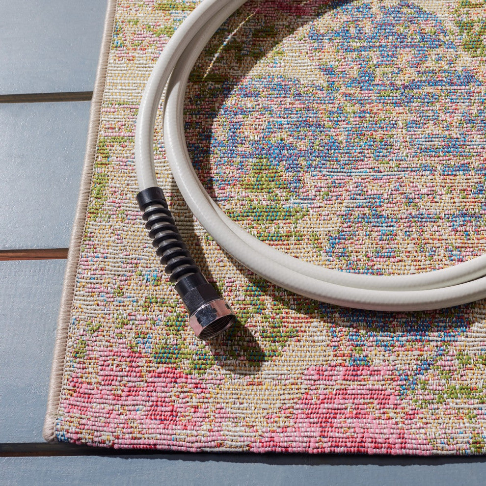 Safavieh Summer Collection Indoor-Outdoor SMR410 Rug, Blue/Pink, 5'3"x7'6"