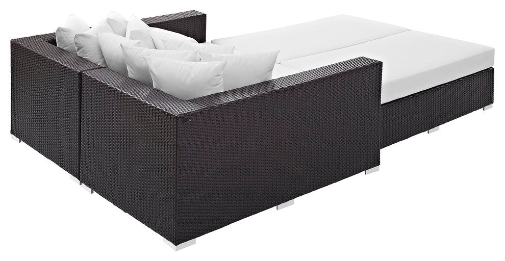 Espresso White Convene 4-Piece Outdoor Patio Daybed