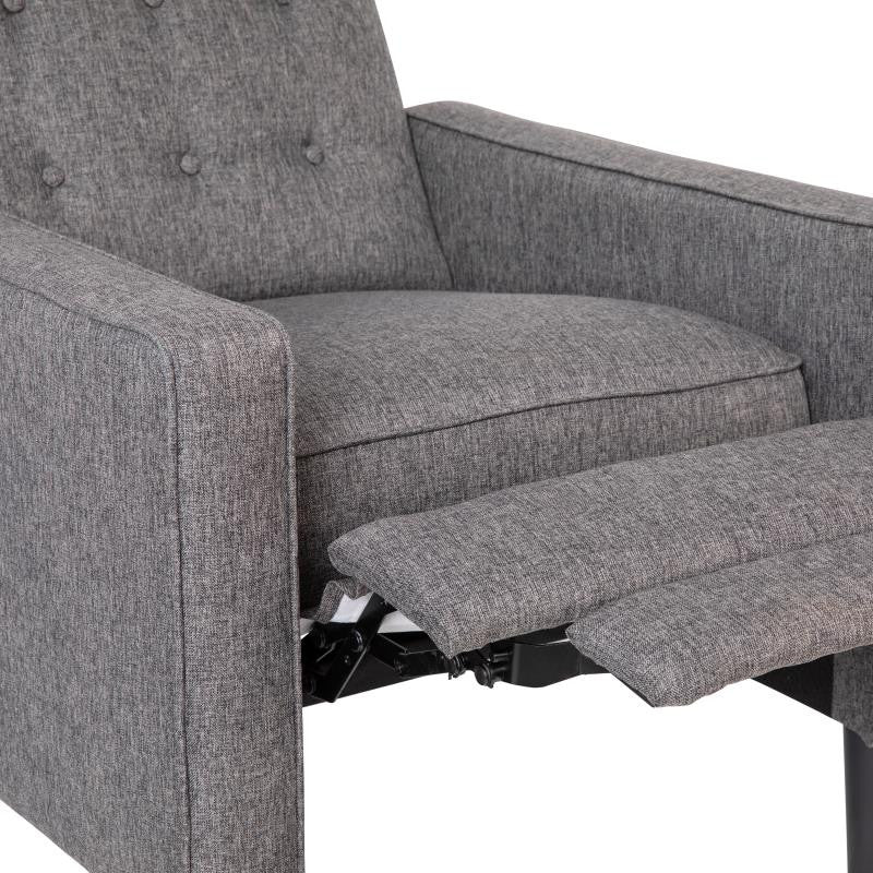 Ezra Upholstered Button Tufted Pushback Recliner, Gray