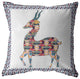 18" Blue White Boho Deer Zippered Suede Throw Pillow