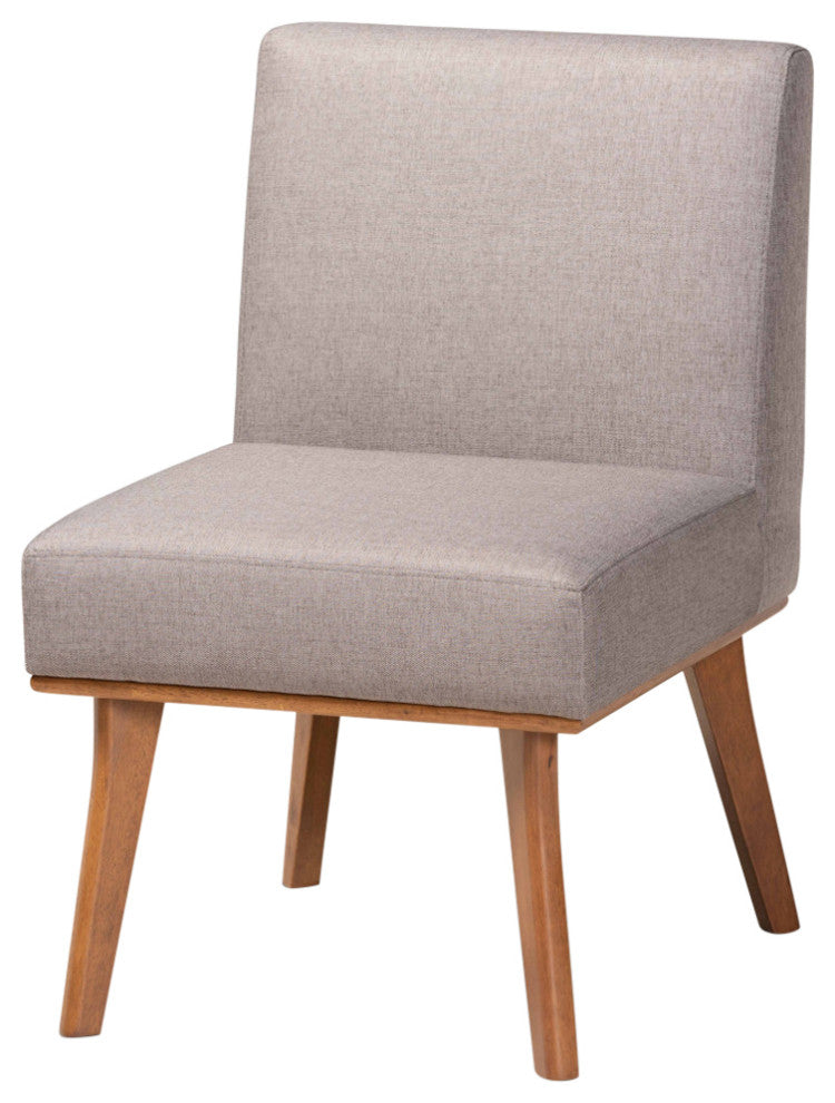 Christel Mid-Century Gray Fabric and Walnut Brown Wood Dining Chair